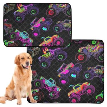 Imagem de TSENQUE Almofadas de xixi para cães, lavável à prova d'água, para caixa de cachorro, caminhões monstros, almofada preta para xixi para animais de estimação, extragrande, absorventes para cães