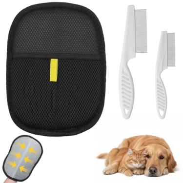 Imagem de Wanmu Luvas de remoção de pelos de animais de estimação para gatos e cães, luvas de remoção de pelos eletrostáticas reutilizáveis, ferramenta de escova com pente de pulgas para lavanderia, sofás