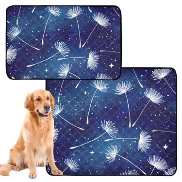 Imagem de Blue Space Dente-de-leão floral para animais de estimação reutilizáveis almofadas de xixi para cães, lavável à prova d'água, tapete de penico fofo absorvente para cães, médio + grande, conjunto de 2