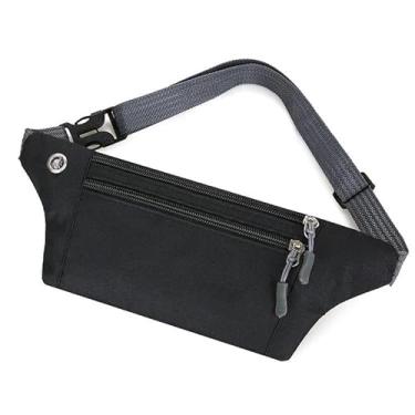 Imagem de Pochete para mulheres e homens, bolsa de cintura, cinto impermeável, ajustável, acessórios esportivos com porta para fone de ouvido (preto)