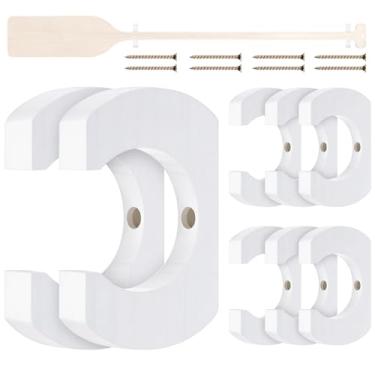 Imagem de DaisyInner 8 peças de suporte de remo de caiaque, suporte de remo de caiaque para pendurar remo para decoração de parede, suporte de armazenamento de remo, acessórios de tábua de madeira para canoa