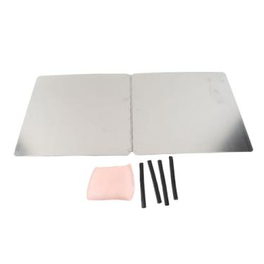 Imagem de Protetor de respingos de óleo de aço inoxidável QANYEGN, defletor à prova de óleo, protetor de respingos de fogão de 2 lados para protetor de cozimento de tela de parede de cozinha (40x40x30cm /