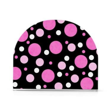 Imagem de Porta-guardanapos de acrílico de bolinhas rosa, porta-guardanapos em forma de U moderno, suporte de guardanapo vertical