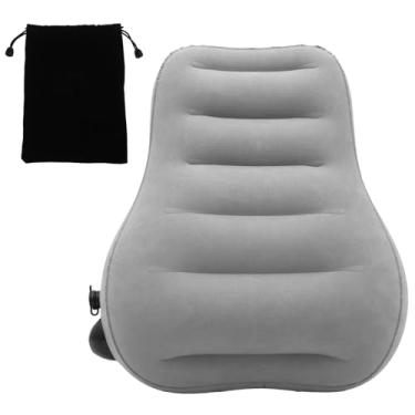Imagem de Almofada inflável de suporte lombar para viagem de avião e assento de carro, cadeira de escritório, cadeira de jogos, almofada lombar para alívio da dor lombar e melhora a postura, fácil de carregar
