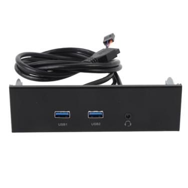 Imagem de XUMIUZIY Hub USB para painel frontal de 14 cm, 3 portas (2 portas USB + 1 porta de áudio HD) adaptador de painel frontal de 19 pinos, USB 3.2 GEN1 de 5 Gbps, som de 9 pinos, hub USB interno para capa