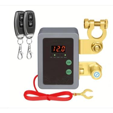 Imagem de Interruptor de desconexão de bateria de carro de controle remoto com visor de tensão LED, isolador antirroubo de 12 V compatível com veículos, trailers, caminhões