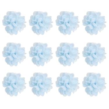 Imagem de PATIKIL Flores artificiais de 9,9 cm para vela flutuante, peça central, 12 peças, enchimento de vaso de orquídea, dália, para mesa de casamento, festa, decoração de casa, azul claro