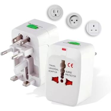 Imagem de Kit 2 Adaptadores de Tomada Universal para Viagem EUA, Europa e Inglaterra Bivolt Padrão Internacional