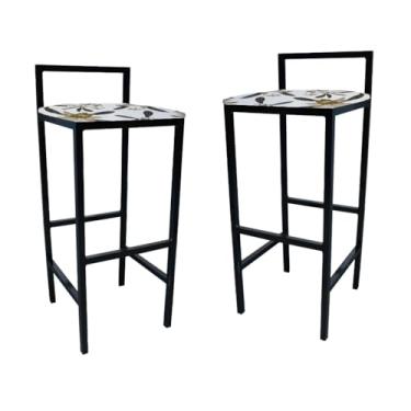 Imagem de Kit com 2 Banquetas Altas Estilo Industrial - Cozinha, Balcão e Bar, com Encosto, MDF e Espuma(Orquídea Branca)