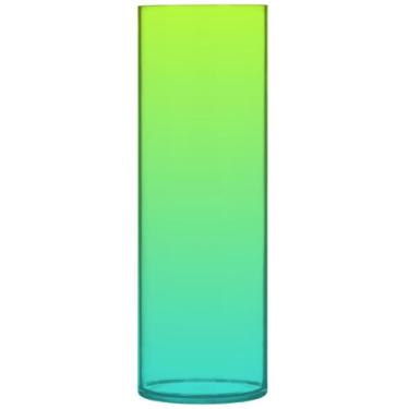 Imagem de Vasos de centro de mesa cilíndricos gradientes verde-limão escuro turquesa escura para mesa, vaso de flores grande personalizado, peças centrais de mesa com estampa floral, 30 cm x 9,9 cm