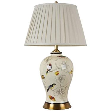 Imagem de Abajur de cabeceira pintado à mão, grande, em cerâmica oriental, com cúpula em formato de barril, vaso de porcelana de Jingdezhen, luminária de mesa para quarto, luminária de chão.