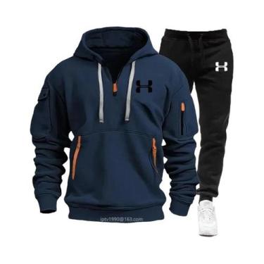 Imagem de Conjunto De Moletom Masculino Para Outono E Inverno Com Capuz E Zíper,