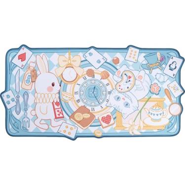 Imagem de YOCORE Lindo mouse pad de desenho animado, 76 cm x 48 cm, grande base de borracha antiderrapante, tapete de mesa para jogos, laptop, computador, teclado, mouse com bordas costuradas para meninas -