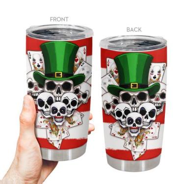 Imagem de Caneca de viagem Oasisdream Tumbler 600 ml com estampa de caveira