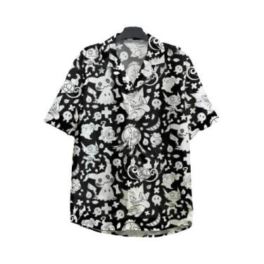 Imagem de Camisas Havaianas Casuais Masculinas Oversize Com Estampa 3D De Desenh