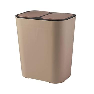 Imagem de Caixote do lixo doméstico lata de lixo de tubo duplo com tampa prensa lata de sortitrash cozinha banheiro banheiro escritório grande armazenamento latas de lixo lixeira