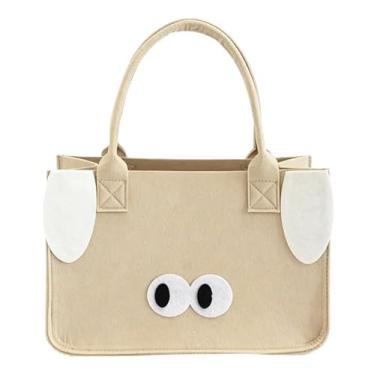 Imagem de 1 pacote de sacolas de feltro, sacolas de supermercado reutilizáveis, espaçosas, 30 x 20 x 18 cm, bolsa dobrável para compras e viagens, cáqui