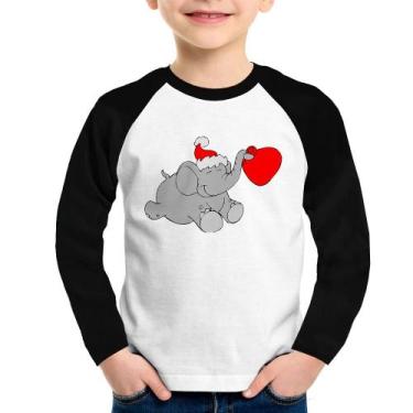 Imagem de Camiseta Raglan Infantil Elefante Noel Manga Longa - Foca na Moda, Bra