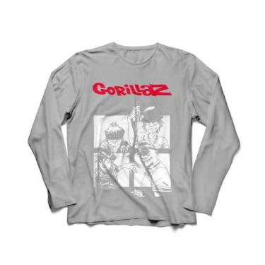 Imagem de Camiseta Manga Longa Feminina Gorillaz Humanz, Cinza mescla claro, P