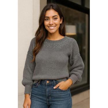 Imagem de Blusa de la tricot feminina sueter - Generica, Chumbo, G