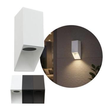 Imagem de Arandela Sobrepor Bisel 1 Foco Branca Parede Fachada + LED MR16 BR. Qu