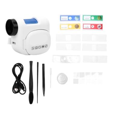 Imagem de Acouto Microscópio Portátil Infantil Com Tela Colorida Dobrável 100-1600X, Câmera de Alta Definição para Observação (Azul e Branco)
