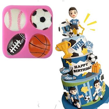 Imagem de Anyana MINI Futebol Basquete Tênis esportivo meninos silicone fondant molde ferramenta de decoração de bolo topper comestível pasta de goma doce decoração de massa