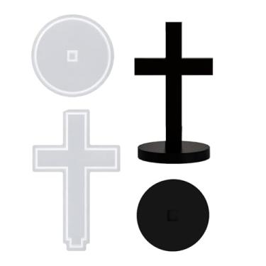 Imagem de Molde de silicone cruzado de 12 cm com base, molde de crucifixo para resina epóxi, moldes de enfeite de Natal para fundição de concreto, argila artesanal, pendurar na parede, decoração de casa