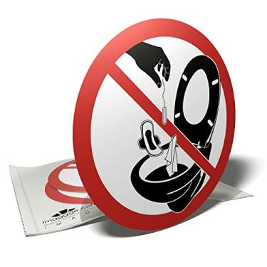 Imagem de Adesivos de sinal de aviso WC - não lave fraldas, absorventes higiênicos, lenços, papel, desperdice no vaso sanitário - 3 adesivos redondos - 9,5 cm
