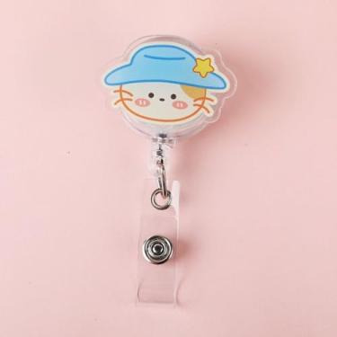 Imagem de Suporte de crachá clipes de acrílico para estudantes, fácil de puxar, porta-cartões de identificação, meninas, meninos, cores fofas, carretel retrátil (estilo 8)