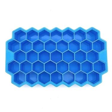 Imagem de Mini Molde Para Cubos De Gelo Forma Em Silicone(1,Retângulo-Azul)