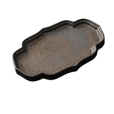 Imagem de Bandeja de chá com pétalas de grés esmaltadas para uso doméstico, retrô, bandeja de camada única, armazenamento de água chinesa, palete de chá seco