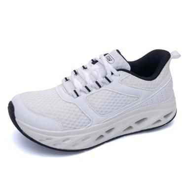 Imagem de MAFEKE Tênis feminino de caminhada com bico largo, ortopédico, suporte de arco, tênis, corrida, academia, joanetes para fascite plantar, 36-42, Branco/preto, 10 Wide