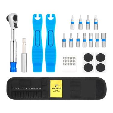 Imagem de Whtkoph Conjunto de Ferramentas para Reparo de Bicicletas com Chave de Catraca Reversível, Remendos para Pneus, Ferramenta Multifuncional para Bicicletas E Ci