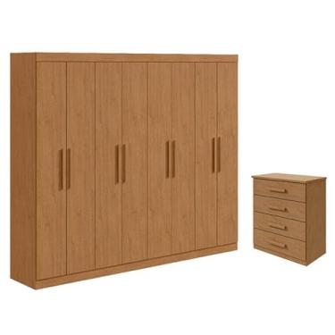 Imagem de Guarda Roupa Casal Andara Soft e Cômoda Gaveteiro Baião Amêndoa Clean - Lopas