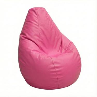 Imagem de Puff Pera Tamanho Pequeno em Couro Sintético com Enchimento Impermeável, Amarelo, 80x60cm, para Sala Quarto ou Escritório, Confortável, Resistente (Rosa Pink)