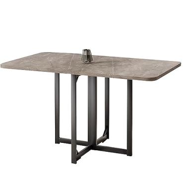 Imagem de Mesa de jantar dobrável, mesa de jantar com economia de espaço, mesa de jantar versátil, mesa dobrável leve, montagem fácil, 4 a 6 pessoas, para cozinha/fazenda/sala de estar (cor: cinza, tamanho: L