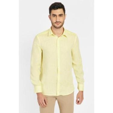 Imagem de Camisa Aramis Manga Longa Slim Linho Irlandês Amarelo-Masculino