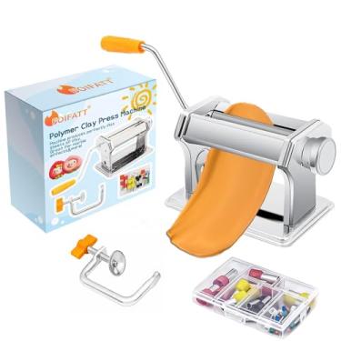 Imagem de Máquina de prensa de argila de polímero, máquina misturadora de argila para artesanato e 40 peças de moldes de argila de polímero, máquina de enrolar de argila feita à mão de aço inoxidável para artesanato DIY – 6 opções de espessura
