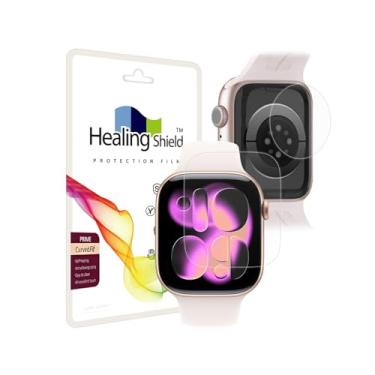 Imagem de Protetor de tela Healing Shield para Apple Watch Series 11 de 42 mm – Pacote com 2 películas Prime de alto brilho + pacote com 2 protetores de sensor de frequência cardíaca, antiimpressões digitais