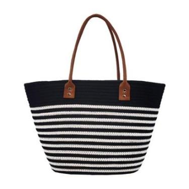 Imagem de Bolsa Alice Palucci Palha Alça Dupla Listras-Feminino