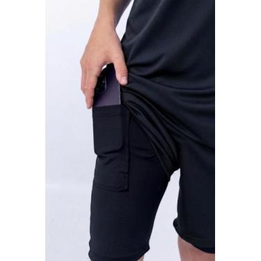 Imagem de Shorts Multiesporte Infantil Juvenil 2 Em 1 - Nicktoia, Preto, 16