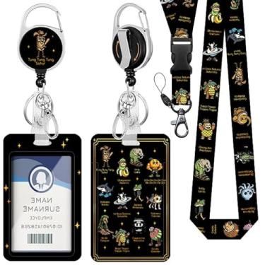 Imagem de Porta-crachá italiano Brainrot com cordão, suporte de crachá de meme engraçado com clipe retrátil e chaveiro, capa protetora vertical para cartão de identidade para enfermeira e professora