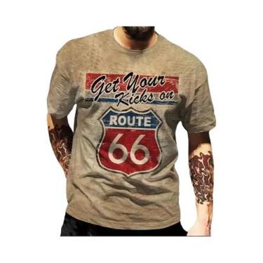 Imagem de Camiseta Vintage Oversized Masculina US Route 66 Tamanho Europeu Casua