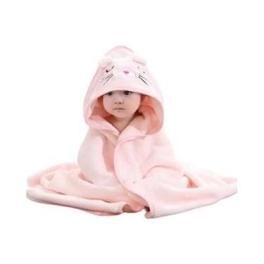Imagem de Roupão De Banho Infantil Em Fleece Coral Com Capuz Para Meninos E Meni