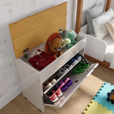 Imagem de Baú Organizador Brinquedos Com Sapateira 1 Porta Basculante Infantil Multiuso Elite (ELITE OFF FREIJO)