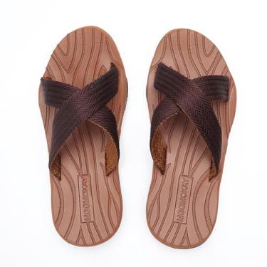 Imagem de MGGMOKAY Sandálias masculinas cruzadas confortáveis tanga masculina verão praia chinelo, Marrom, 40
