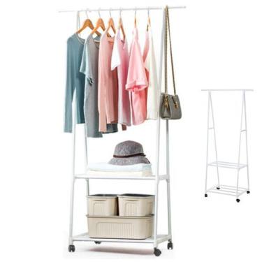 Imagem de Arara Roupas Sapatos Cabideiro Sapateira Organizador C Rodas Multifunc