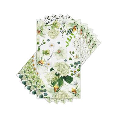 Imagem de Guardanapos de papel florais de hortênsia, 60 peças, toalhas de mão descartáveis de 2 camadas, guardanapos de jantar decorativos para banheiro, festa, aniversário, casamento. Dobrado 11 x 19 cm
