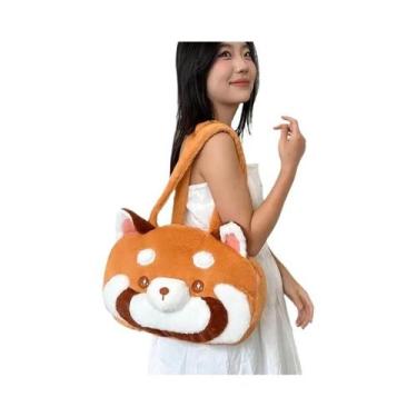 Imagem de Mochila De Pelúcia Panda Vermelho, Bolsa Transversal Macia E Fofa Para
